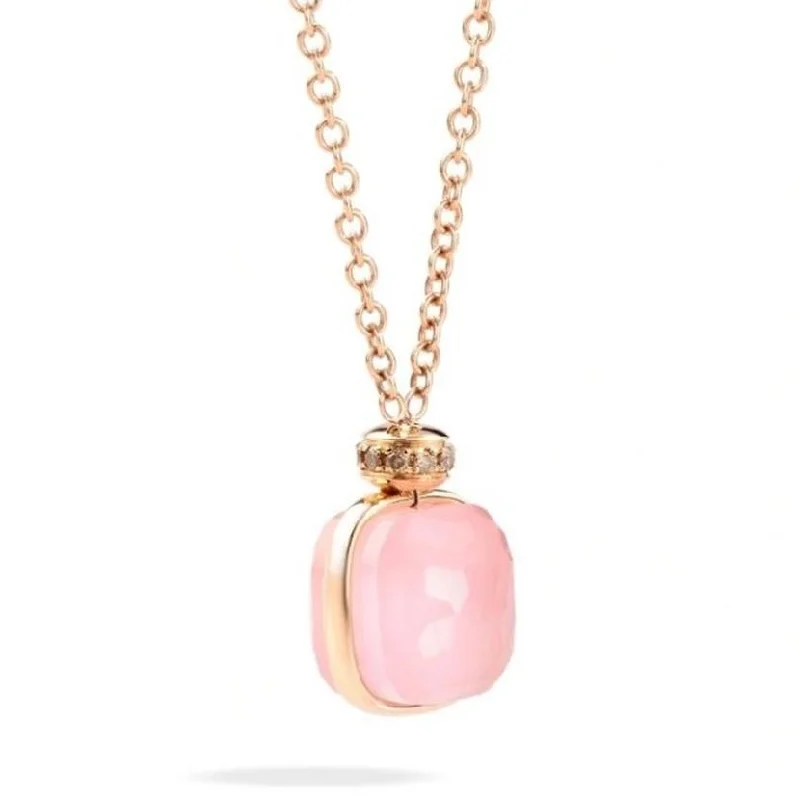 POMELLATO Nudo Classic Rose Quartz Doublet & Brown Diamond Pendant