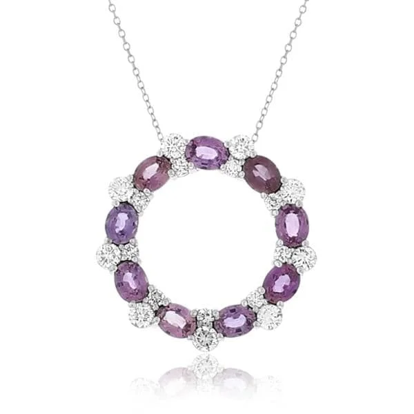 Purple Sapphire and Diamond Circle Pendant