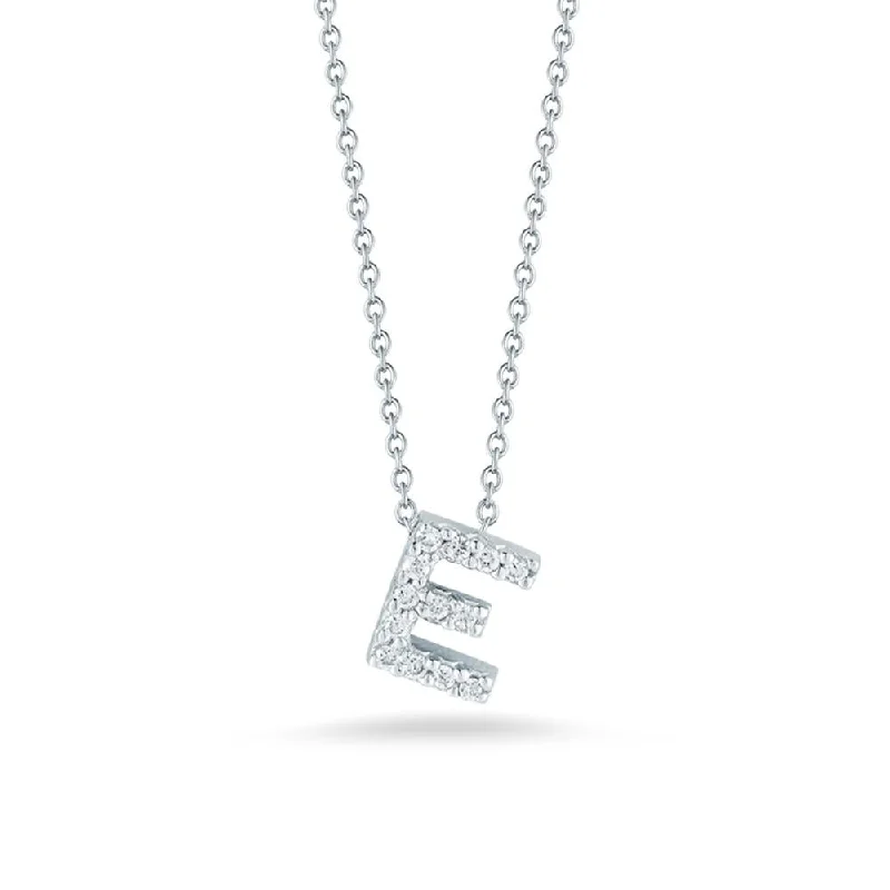 ROBERTO COIN Tiny Treasures Diamond Love Letter "E" Necklace