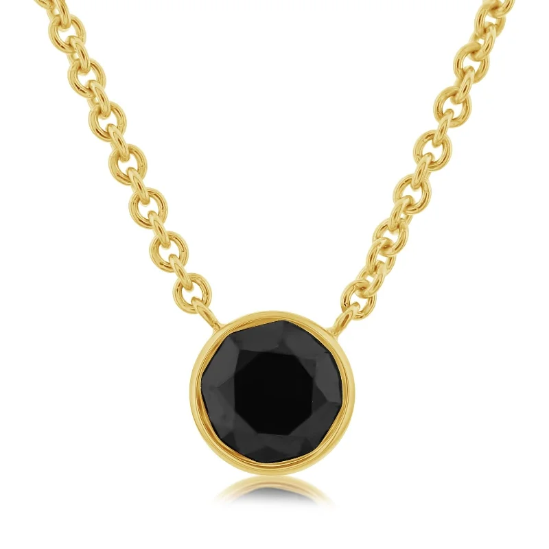 Round Black Diamond Bezel Necklace