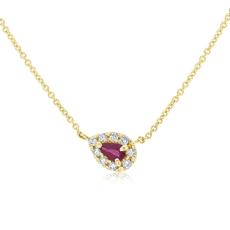 Ruby & Diamond Halo Necklace