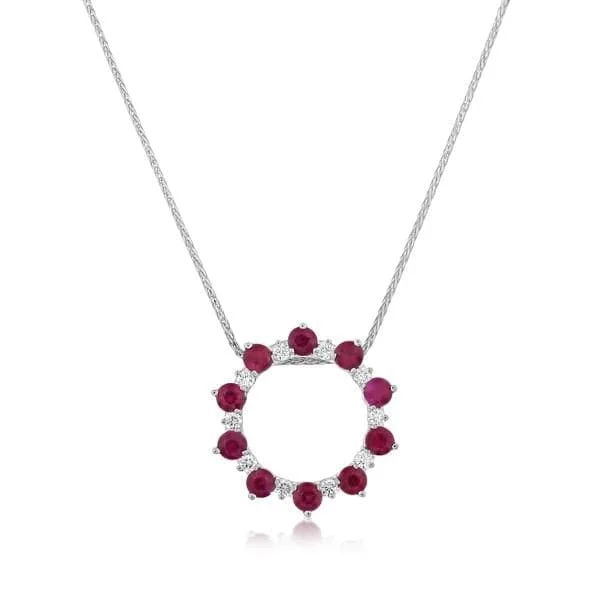 Ruby & Diamond Open Circle Pendant