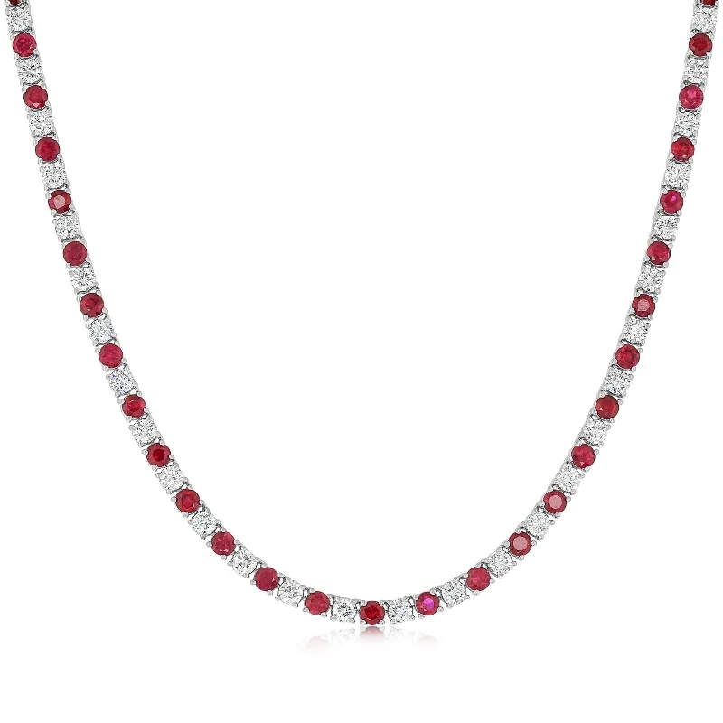 Ruby & Diamond Tennis Necklace