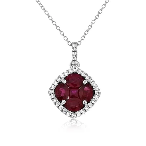 Ruby and Diamond Pendant Necklace