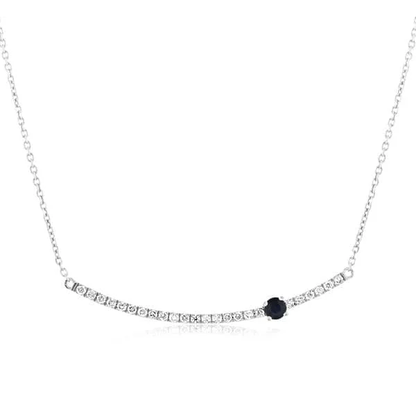 Sapphire & Diamond Curved Bar Necklace