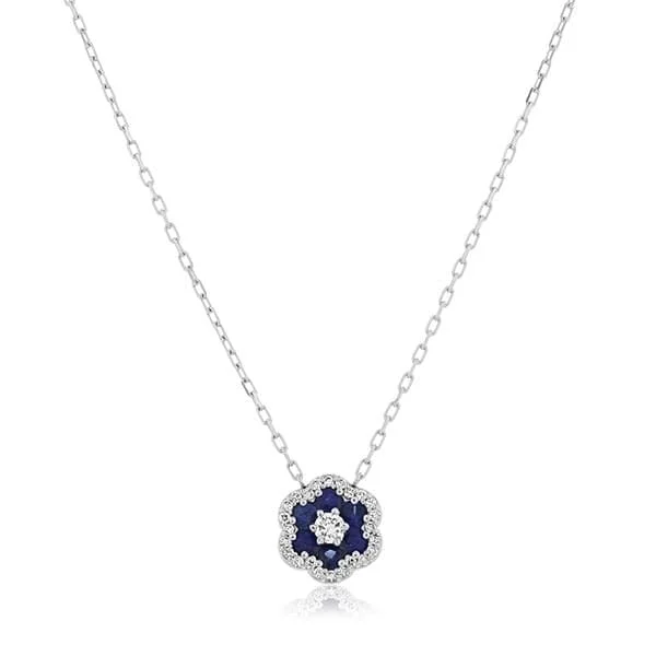 Sapphire & Diamond Flower Necklace