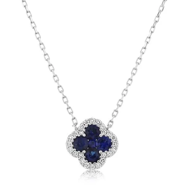 Sapphire & Diamond Flower Necklace