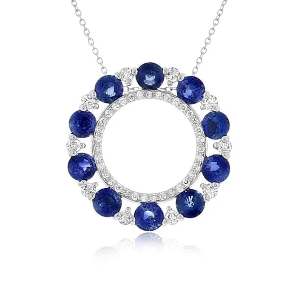 Sapphire and Diamond Circle Pendant