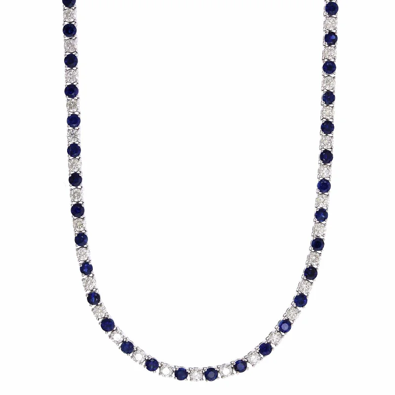 18K White Gold Sapphire and Diamond Necklace