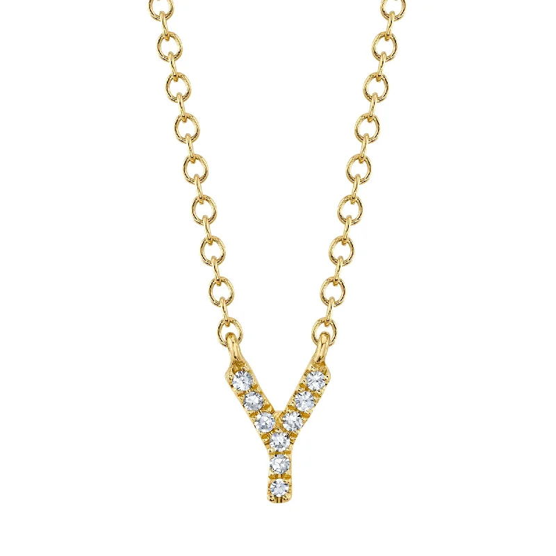 0.03CT 14K Y/G DIAMOND NECKLACE - INITIAL Y