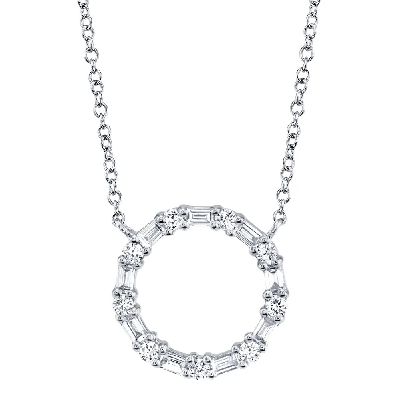 0.29CT 14K W/G DIAMOND BAGUETTE CIRCLE NECKLACE