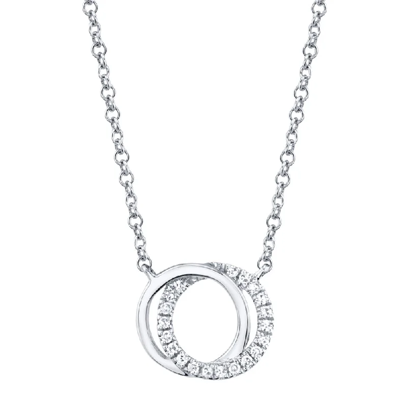 0.07CT 14K W/G DIAMOND LOVE KNOT CIRCLE NECKLACE