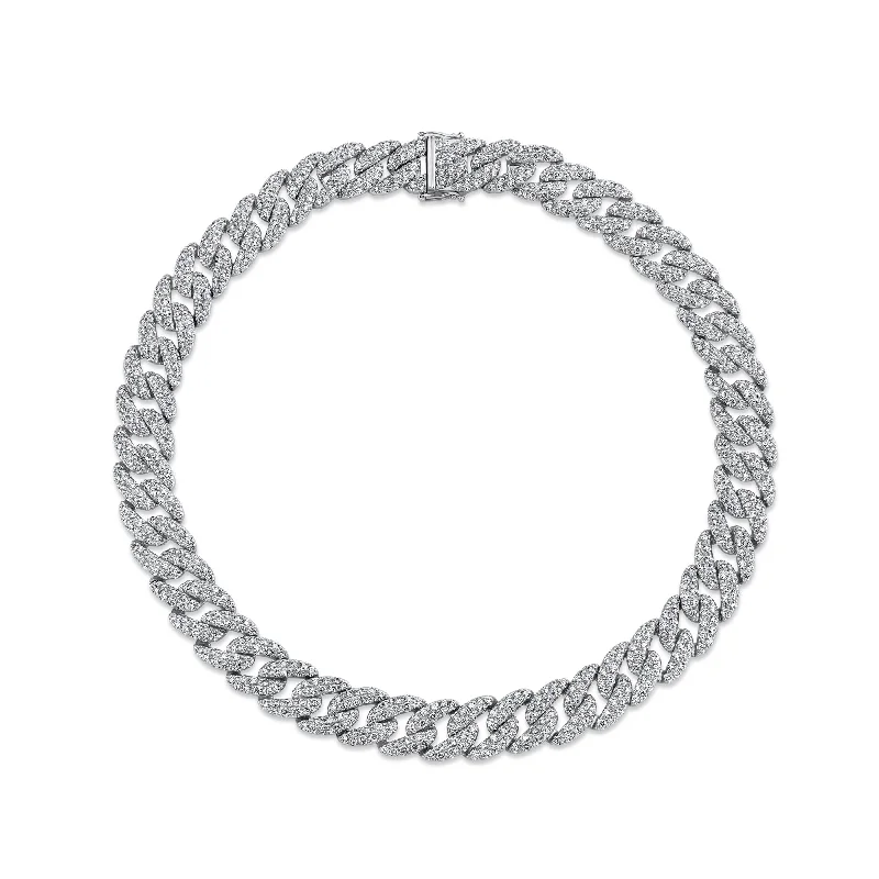 21.46CT 14K W/G DIAMOND PAVE LINK NECKLACE