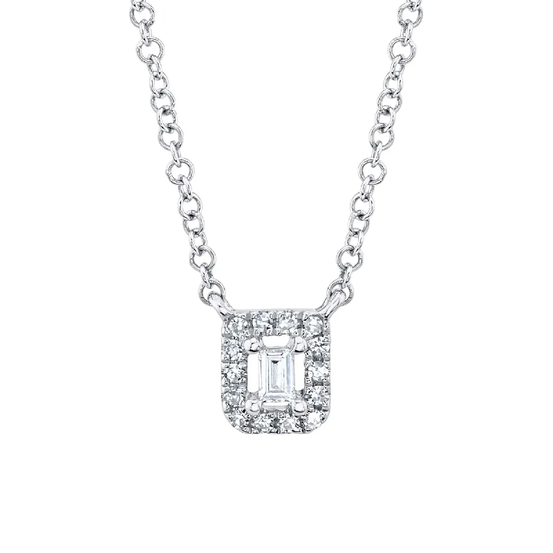 0.05CT 14K W/G DIAMOND BAGUETTE NECKLACE