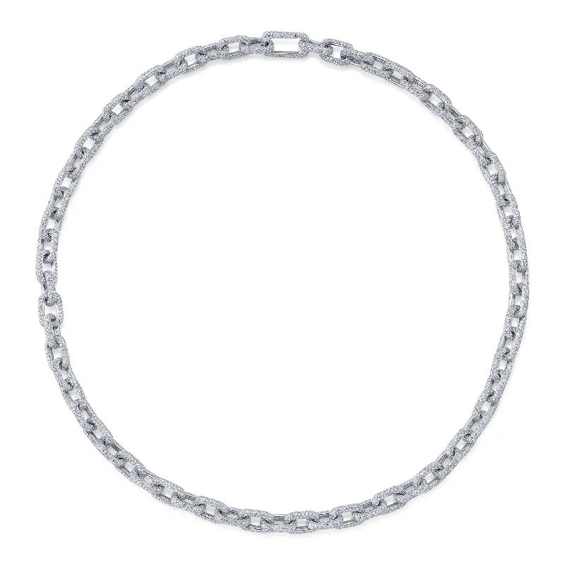 17.25CT 14K W/G DIAMOND PAVE LINK NECKLACE