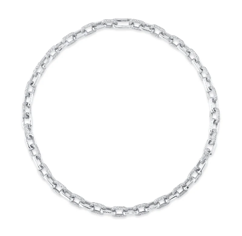 8.72CT 14K W/G DIAMOND PAVE LINK NECKLACE