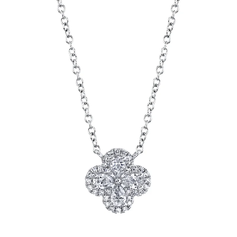 0.41CT 14K W/G DIAMOND CLOVER NECKLACE