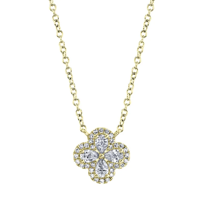 0.41CT 14K Y/G DIAMOND CLOVER NECKLACE