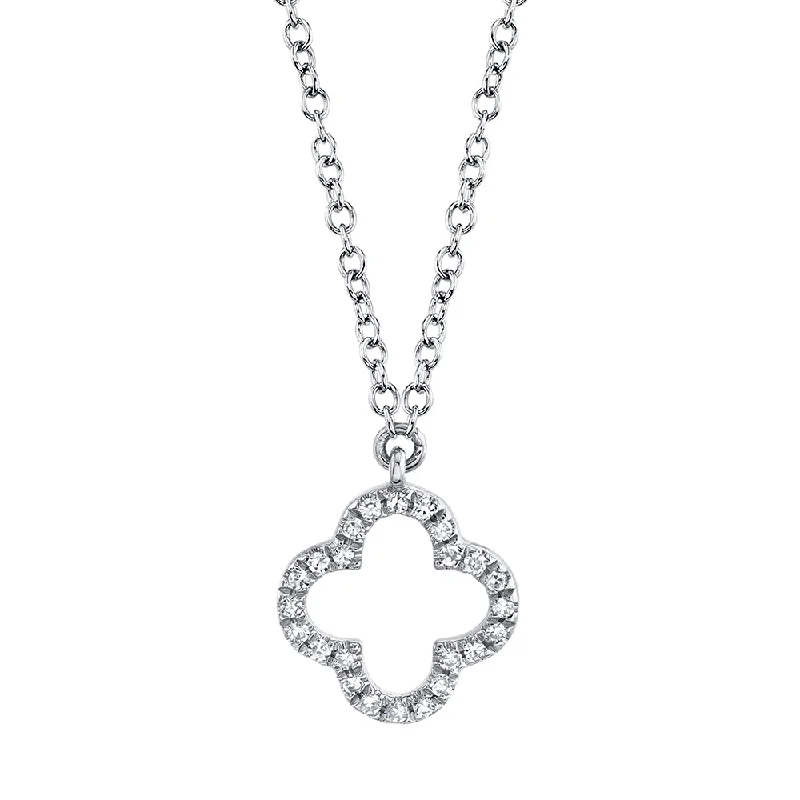 0.08CT 14K W/G DIAMOND CLOVER NECKLACE