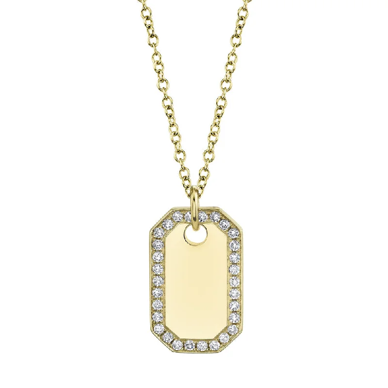 0.40CT 14K Y/G DIAMOND DOG TAG NECKLACE