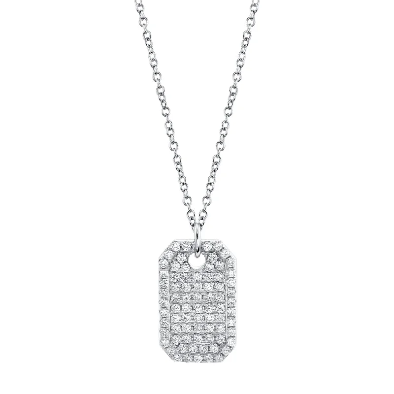 0.90CT 14K W/G DIAMOND DOG TAG NECKLACE