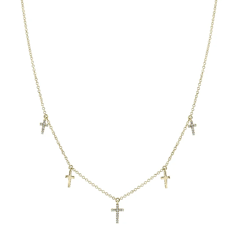 0.09CT 14K Y/G DIAMOND CROSS NECKLACE