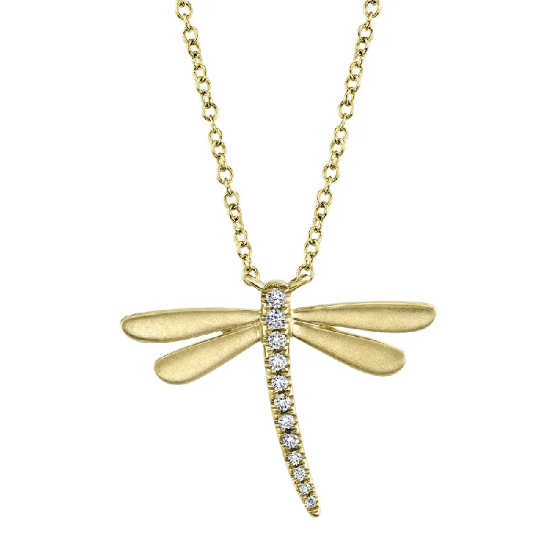 0.08CT 14K Y/G DIAMOND DRAGONFLY NECKLACE