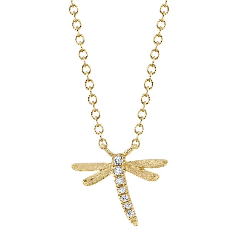 0.03CT 14K Y/G DIAMOND DRAGONFLY NECKLACE