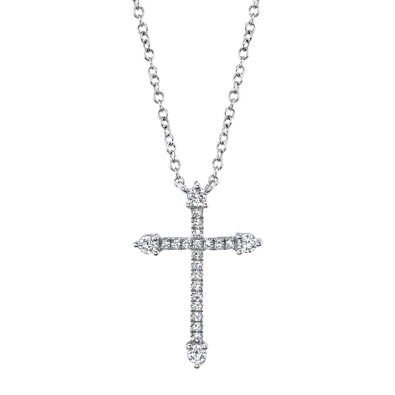 0.17CT 14K W/G DIAMOND CROSS NECKLACE