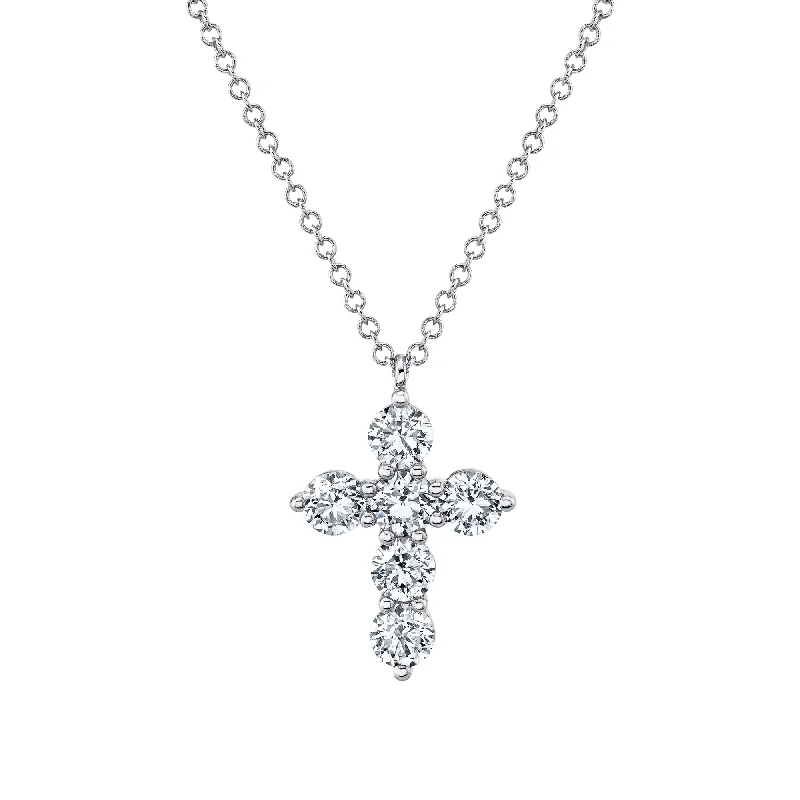 1.10CT 14K W/G DIAMOND CROSS NECKLACE