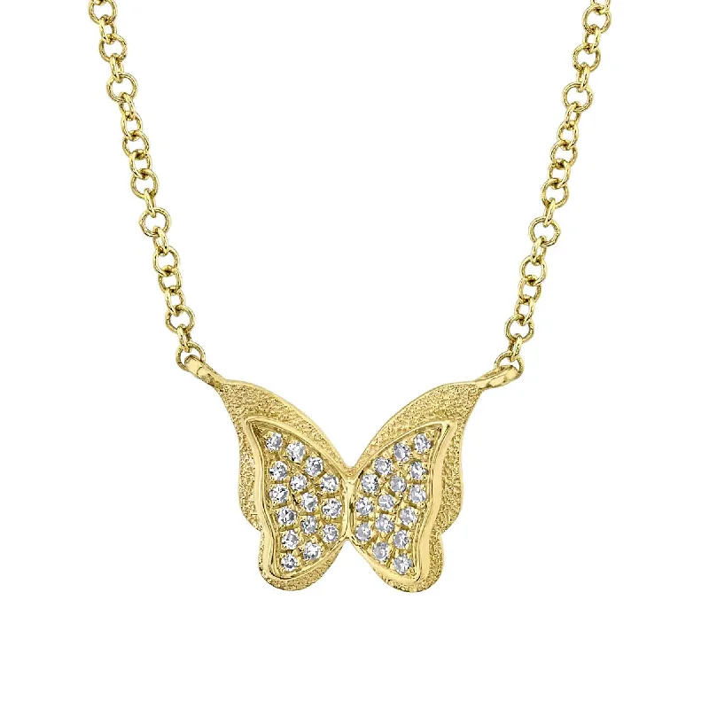 0.06CT 14K Y/G DIAMOND BUTTERFLY NECKLACE