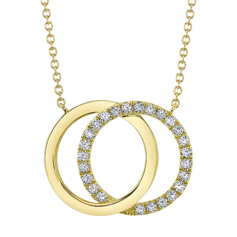 0.31CT 14K Y/G DIAMOND LOVE KNOT CIRCLE NECKLACE