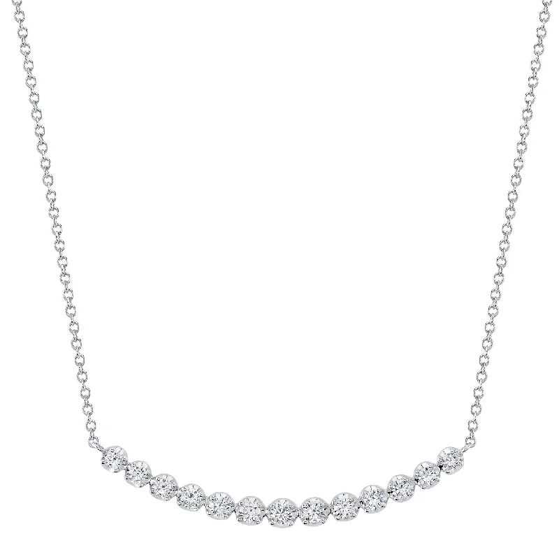 0.91CT 14K W/G DIAMOND CROWN SETTING NECKLACE