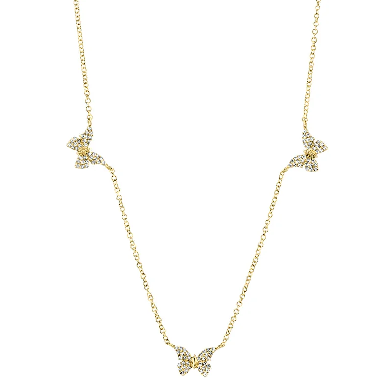 0.23CT 14K Y/G DIAMOND BUTTERFLY NECKLACE