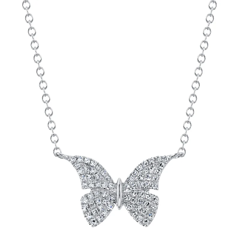 0.15CT 14K W/G DIAMOND BUTTERFLY NECKLACE