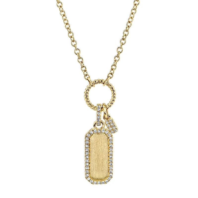 0.13CT 14K Y/G DIAMOND DOG TAG NECKLACE