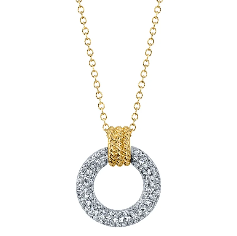 0.18CT 14K2T Y/W DIAMOND CIRCLE NECKLACE