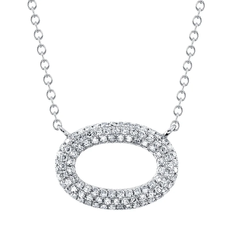 0.23CT 14K W/G DIAMOND PAVE OVAL NECKLACE