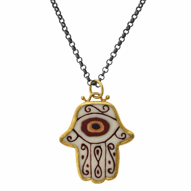 Sterling Silver and 24K Yellow Gold Hamsa Pendant