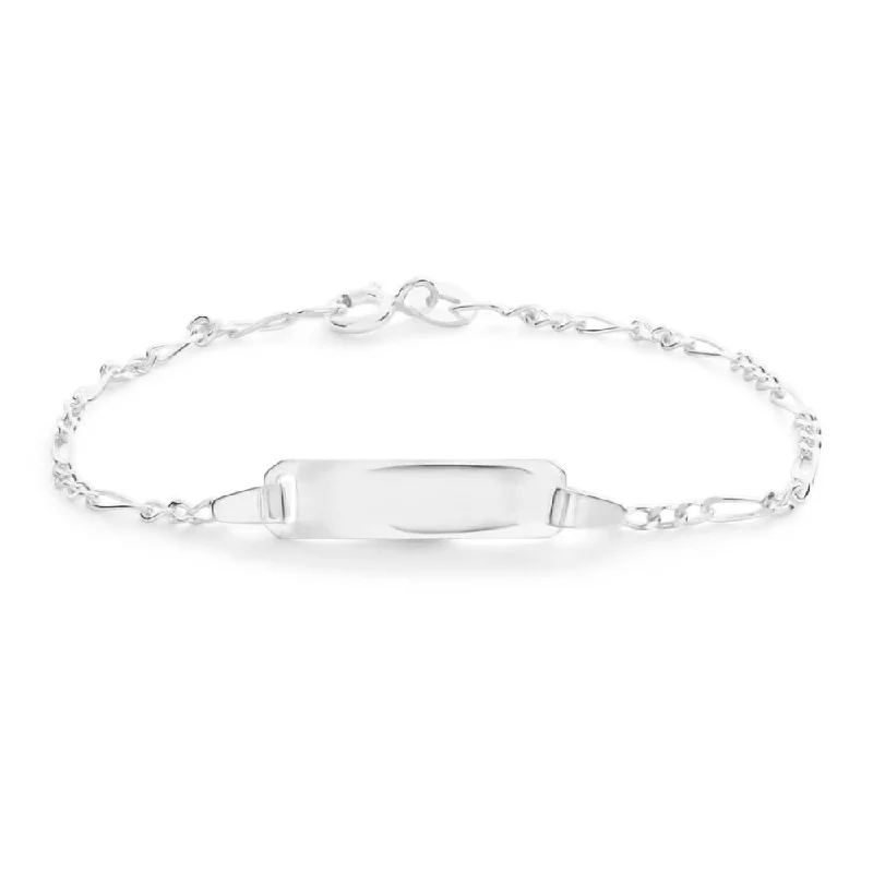 Sterling Silver 14cm Figaro 1:3 ID Bracelet