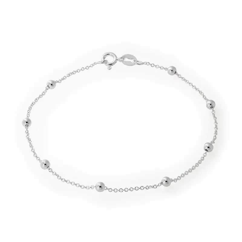 Sterling Silver 19cm Ball and Chain Bracelet