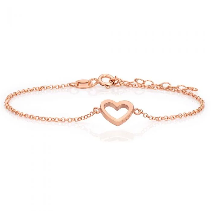 Sterling Silver and Rose Plated 18cm Heart Bracelet