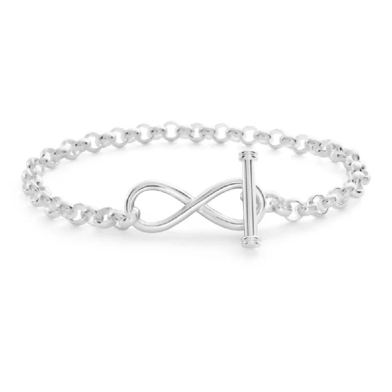 Sterling Silver Belcher Infinity T Bar Bracelet