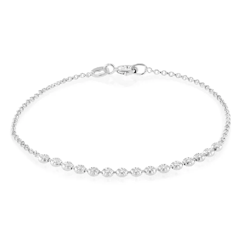 Sterling Silver Diamond Cut Beads Fancy 17cm Bracelet