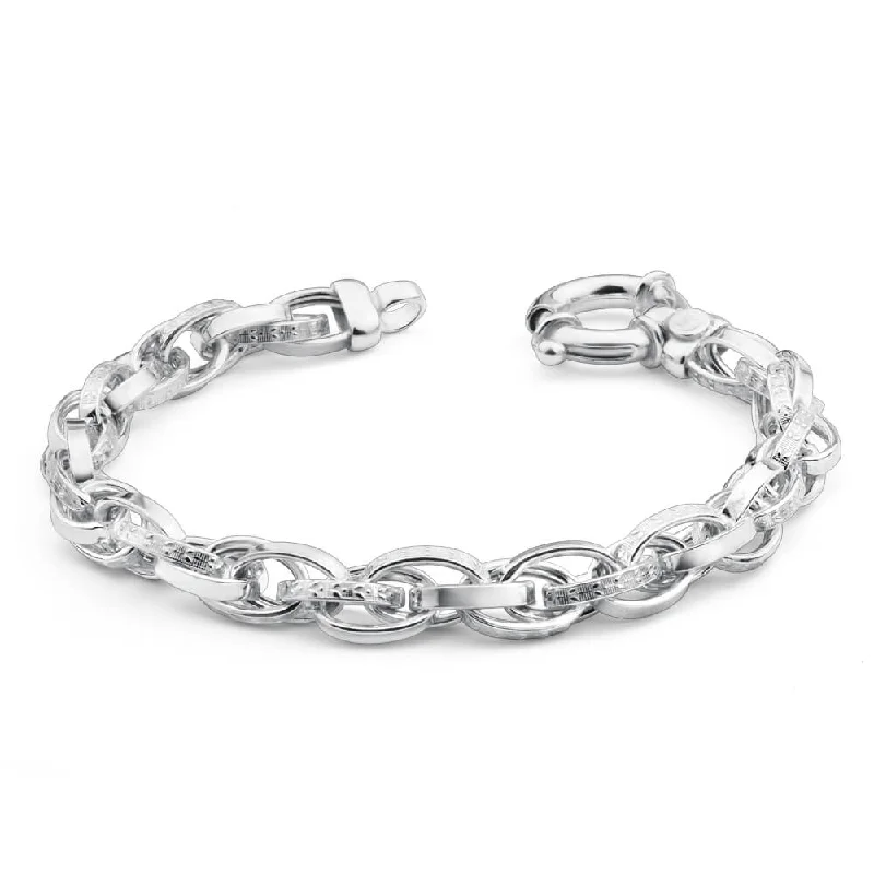 Sterling Silver Fancy Boltring 20cm Bracelet