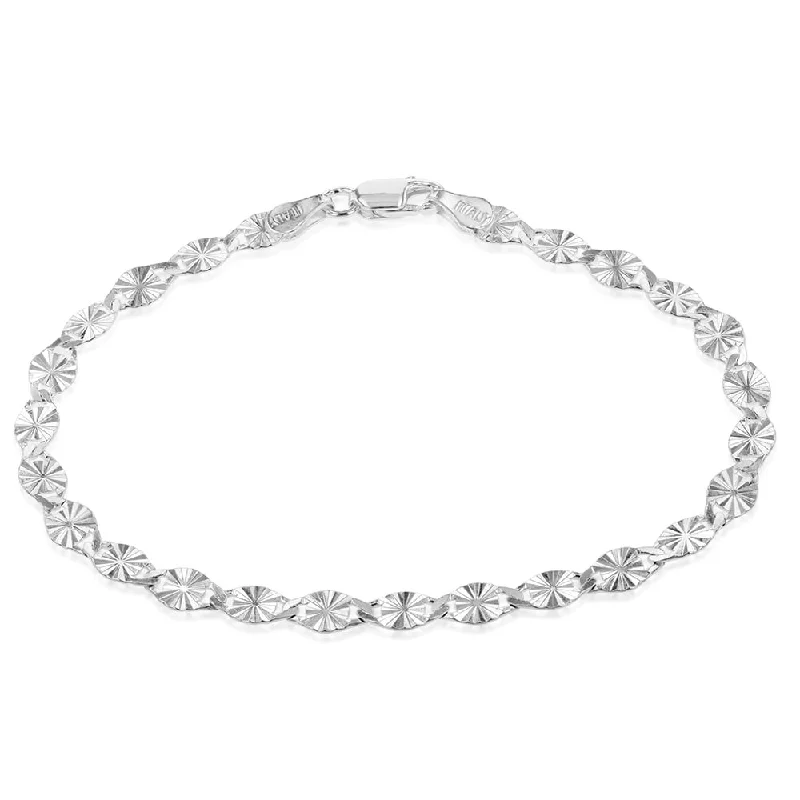 Sterling Silver Fancy Diamond Cut 19cm Bracelet