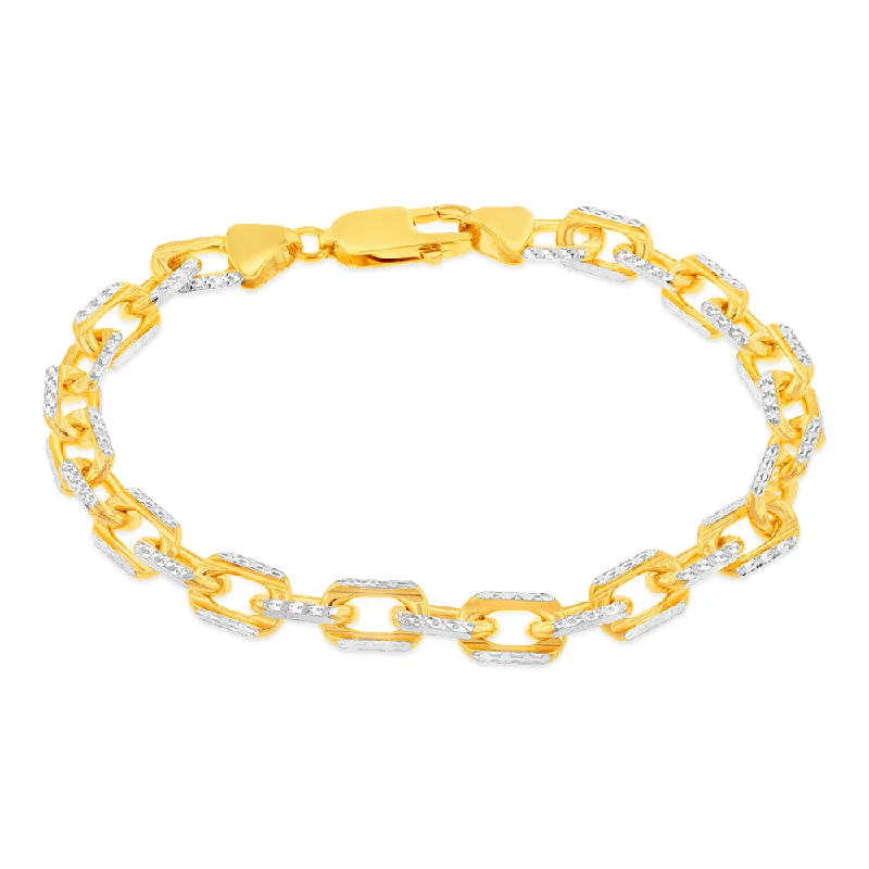 Sterling Silver Gold Plated Fancy 180 Gauge 19cm Bracelet