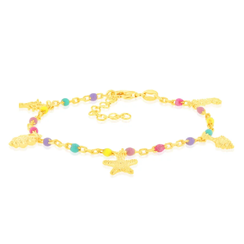 Sterling Silver Gold Plated Multicolour Charm Bracelet