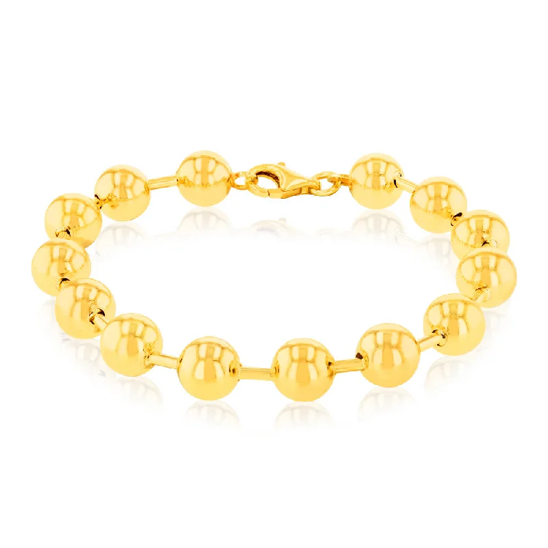 Sterling Silver Gold Plated Polished Ball 19cm Bracelet