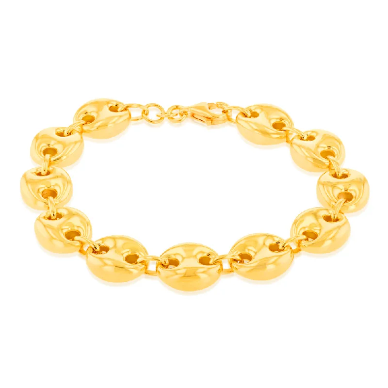 Sterling Silver Gold Plated Puff 17.5cm Bracelet